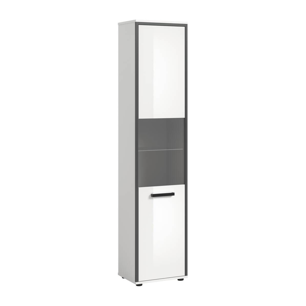 Midischrank KOJAK weiß Hochglanz anthrazit grau B/H/T: ca. 40x188x34 cm