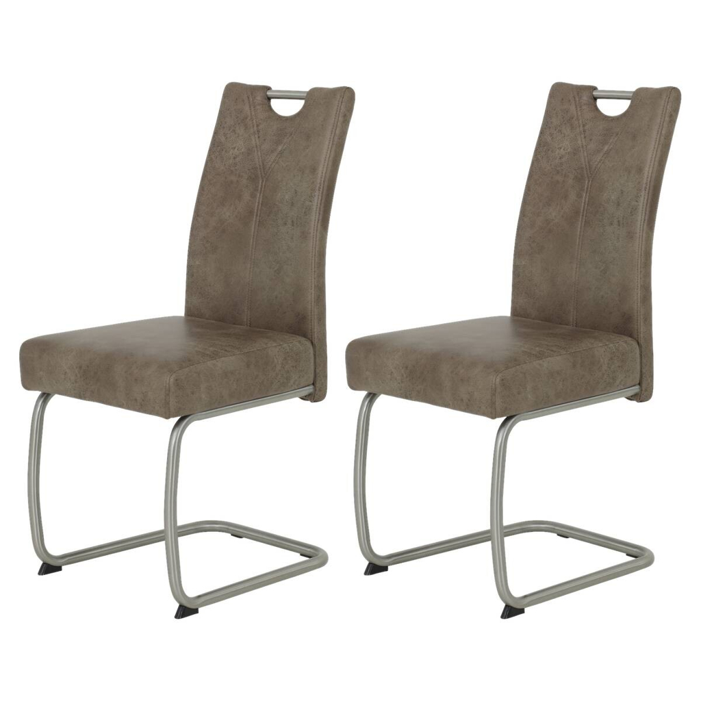 Schwingstuhl Sophia 2er Set schlamm Vintage Microfaser B/H/T: ca. 43x99x58 cm