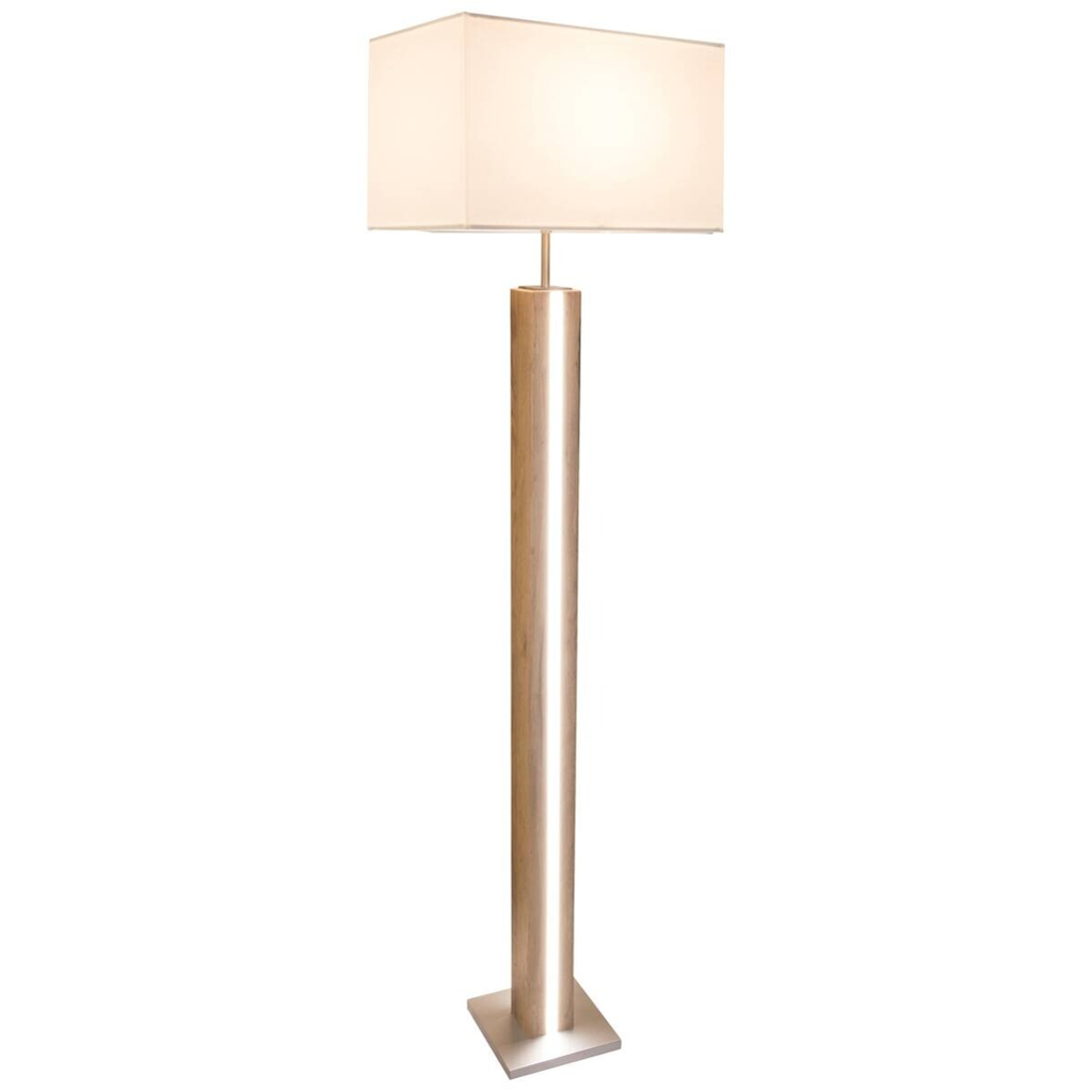 GLOBO Stehlampe Forest beige natur Metall Textil MDF B/H/L: ca. 40x150x27 cm 2 Brennstellen