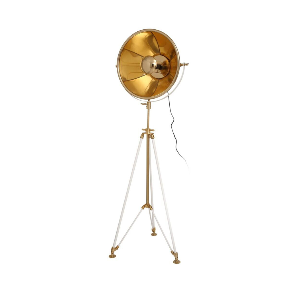 Kayoom Stehlampe weiß beige gold Stahl Aluminium Baumwolle B/H/L: ca. 57x159,5x53 cm E27 1 Brennstellen