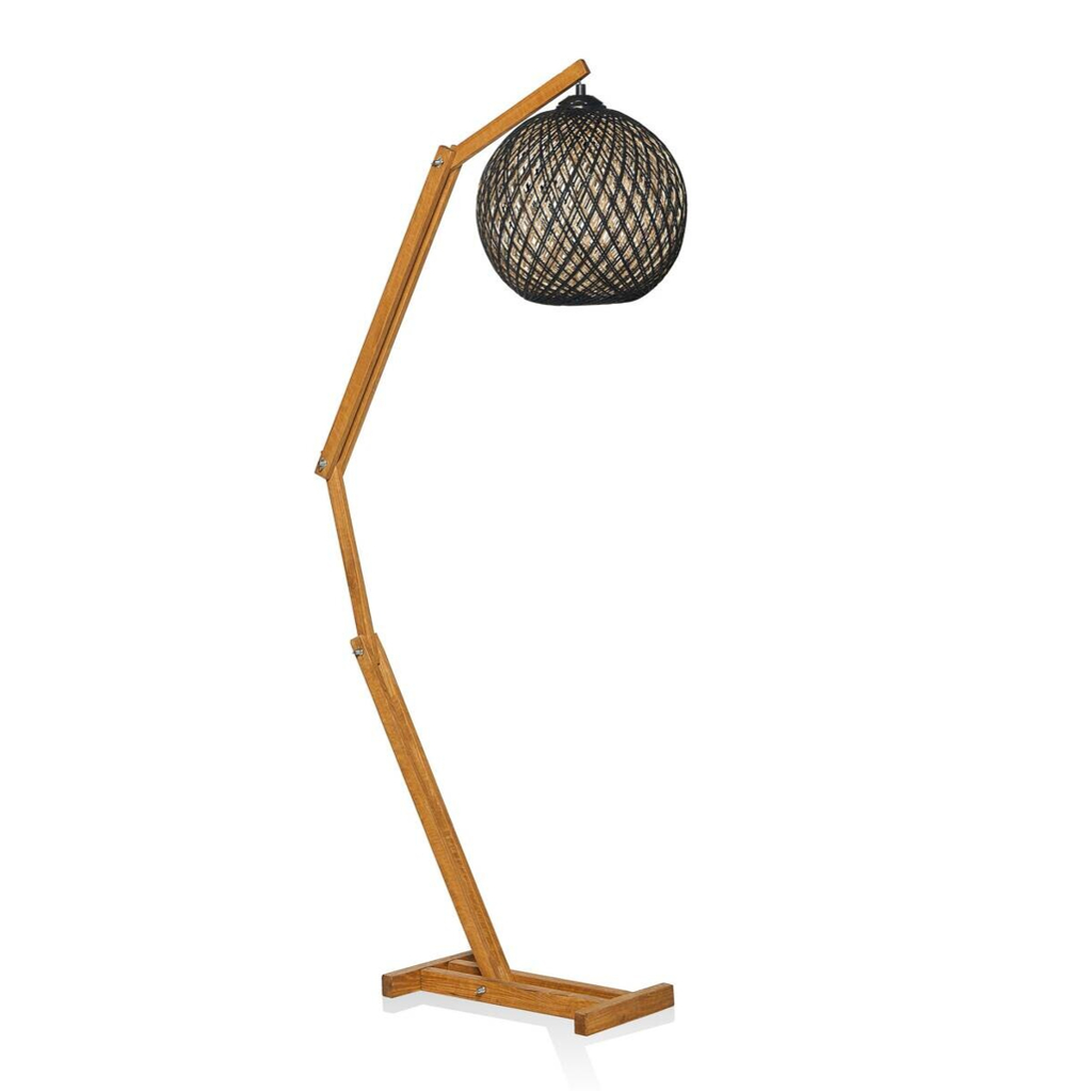 Opviq Stehlampe beige braun Kiefer B/H/T/L/D: ca. 32x140x32x32x32 cm E27 1 Brennstellen