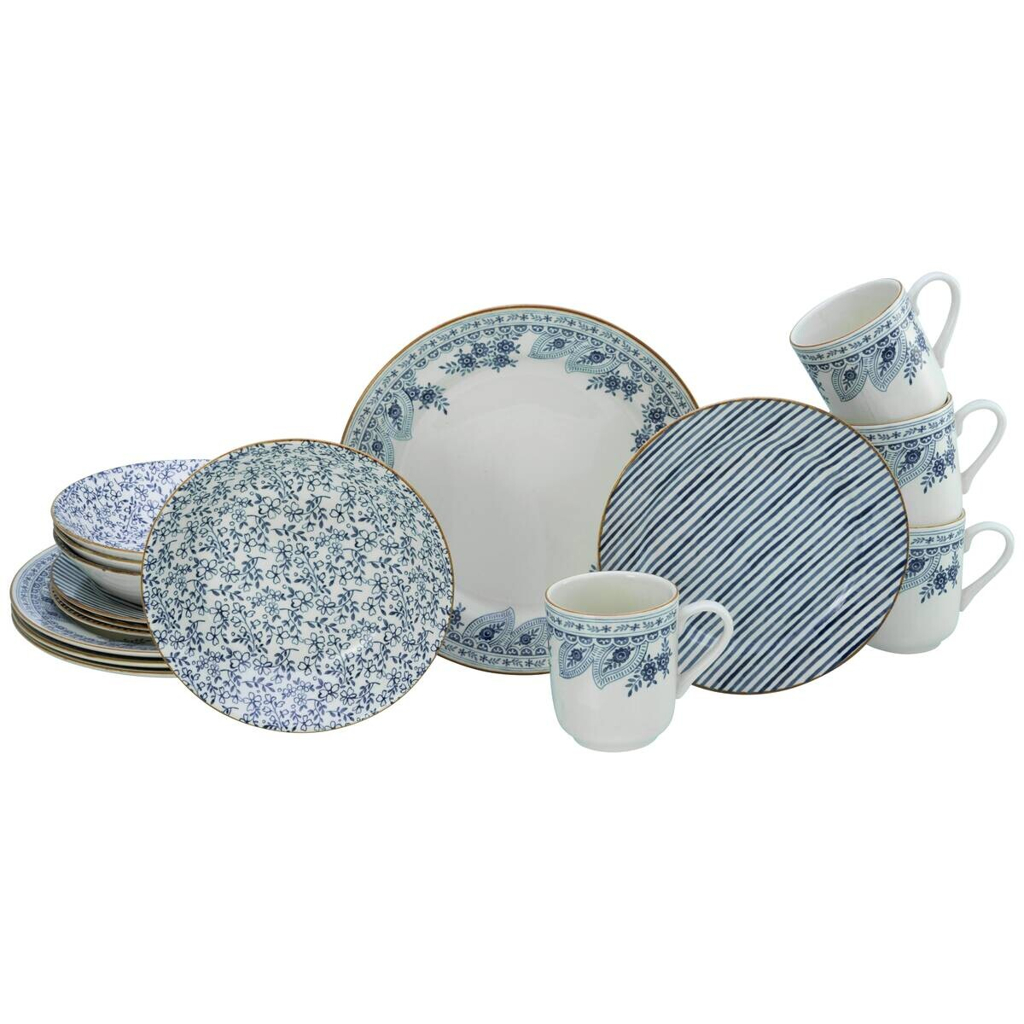 CreaTable Tafelservice Euböa blau Steingut 16 tlg.