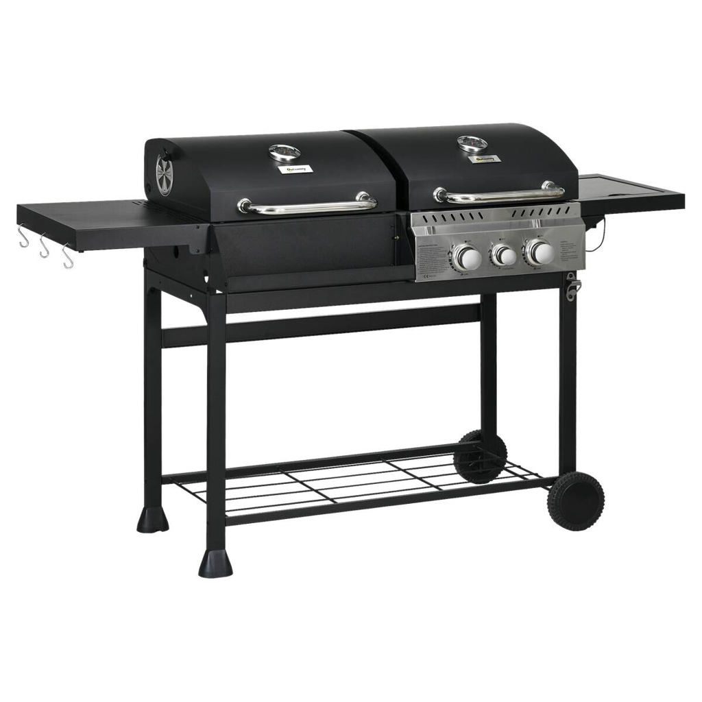 Outsunny Gas-/Kohlegrill Edelstahl B/H/L: ca. 53x101x161 cm
