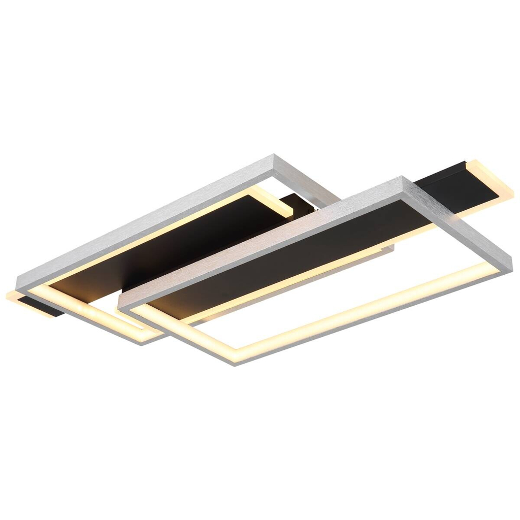 GLOBO LED-Deckenleuchte FINNLEY 67187-40 mattschwarz Opal Metall Kunststoff B/H/L: ca. 62x8,2x27 cm 1 Brennstellen