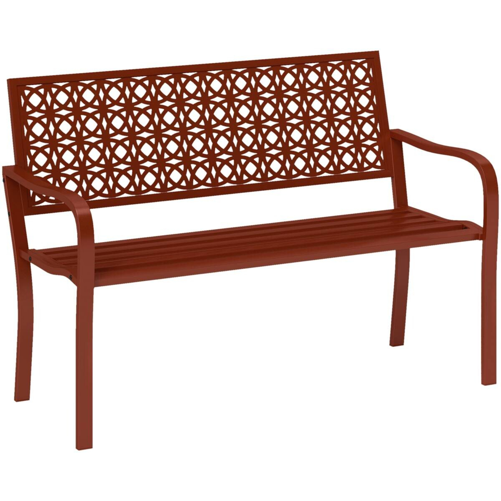 Outsunny Gartenbank rot Stahl B/H/L: ca. 63x85x127 cm