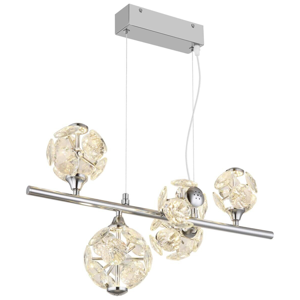 GLOBO Pendelleuchte klar Chrom Metall B/H/T/L: ca. 30x120x50x50 cm 1 Brennstellen