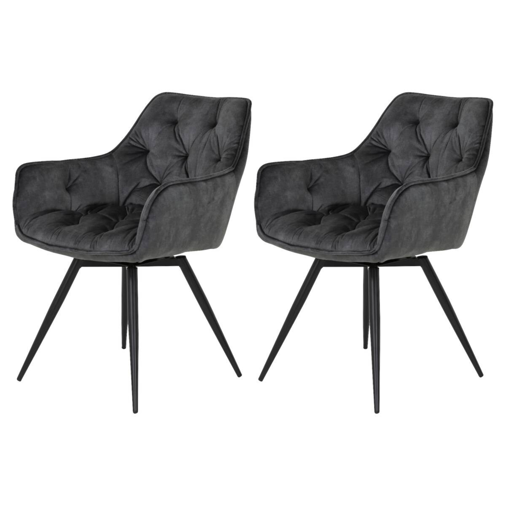 Stuhl Florentina 2er Set anthrazit Vintage Samtoptik B/H/T: ca. 49x84x63 cm