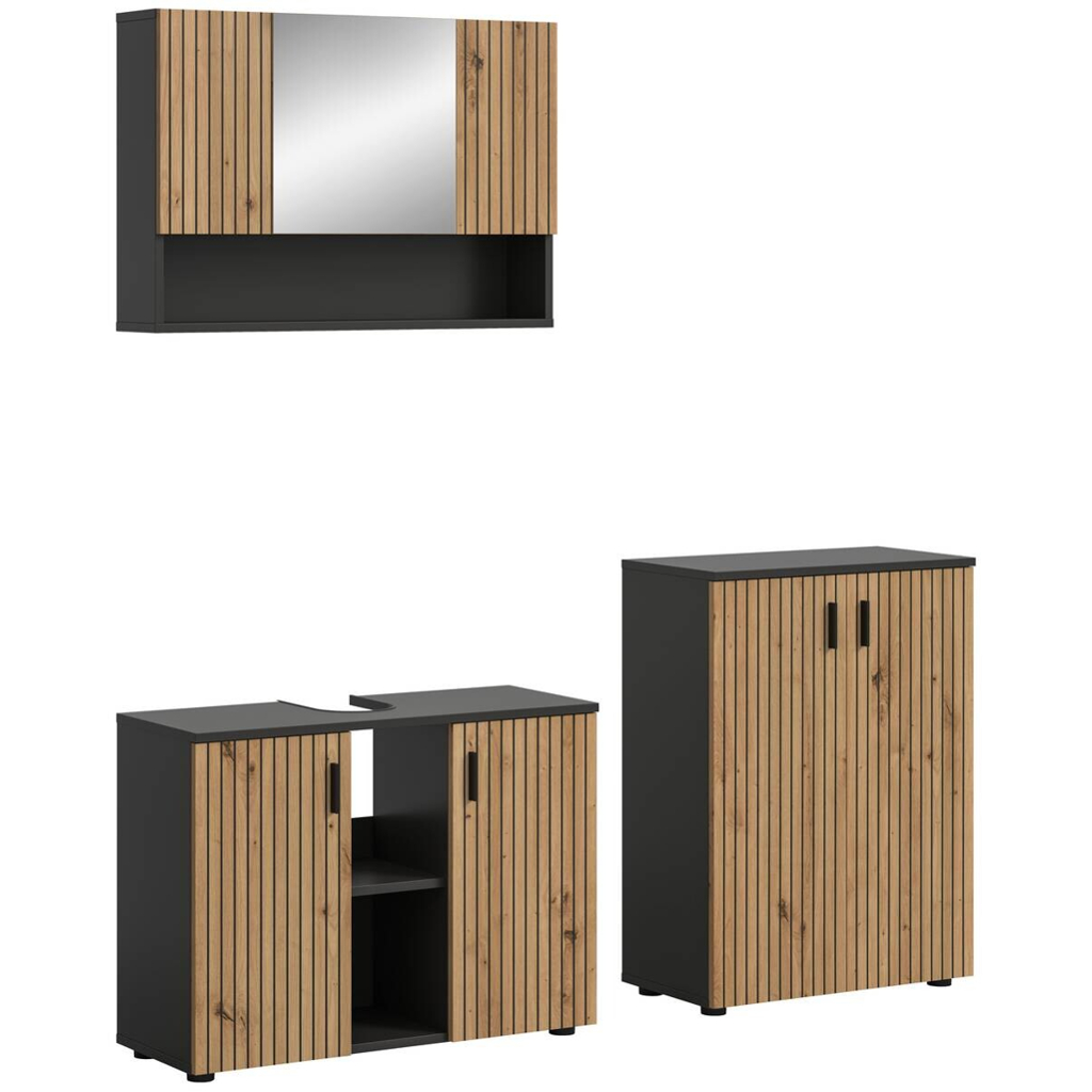Badezimmer-Set Mone Basalt Nachbildung Artisan Oak Nachbildung B/H/T: ca. 155x180x30 cm