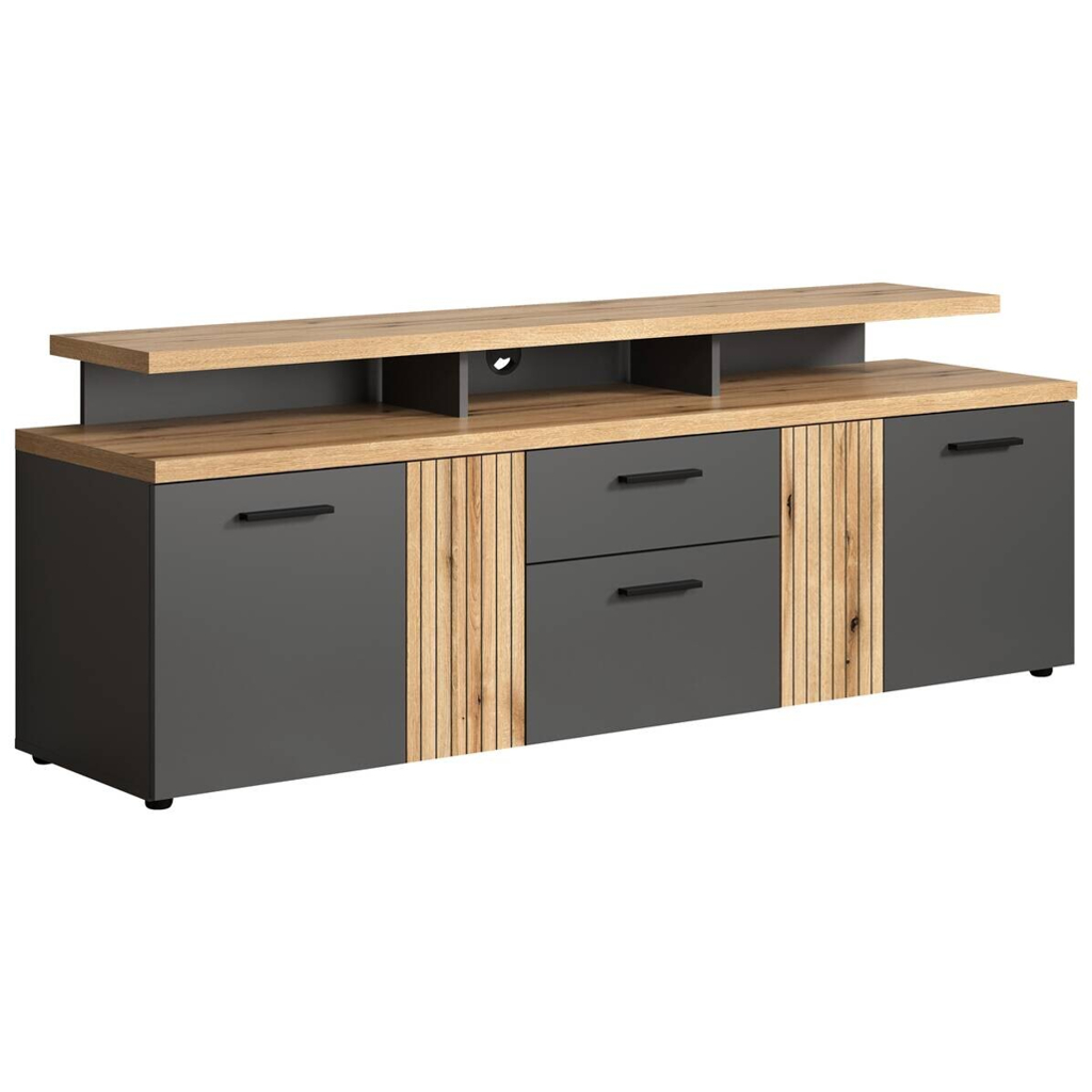 TV-Lowboard Esteban Eiche Evoke Oak Nachbildung anthrazit B/H/T: ca. 180x66x47 cm