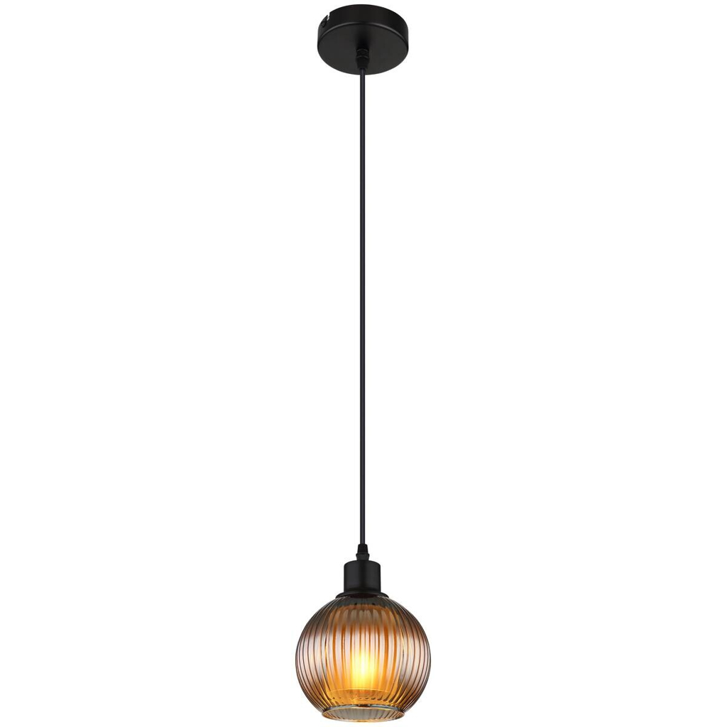 GLOBO Pendelleuchte petrol schwarz Metall Glas H/D: ca. 120x15 cm null 1 Brennstellen