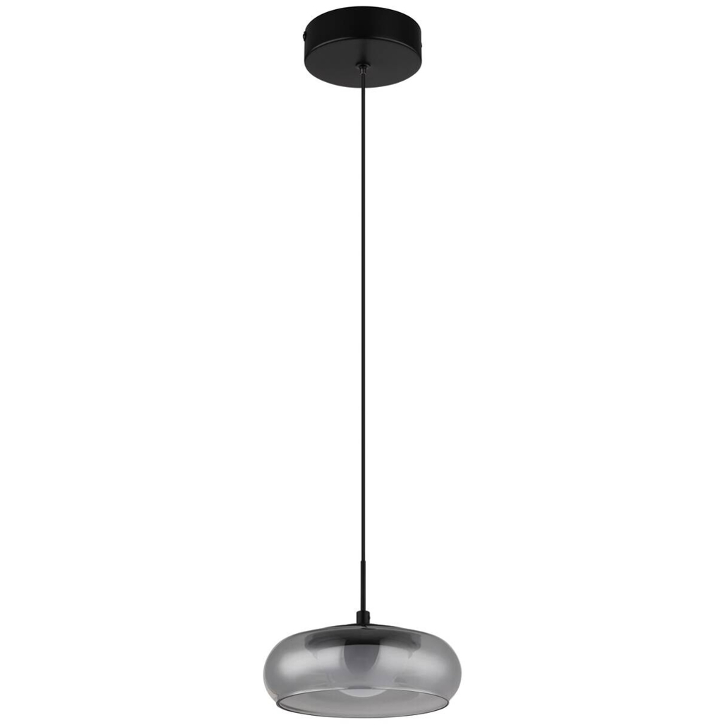 GLOBO Hängeleuchte schwarz Rauch Glas Metall B/H/L: ca. 26x18x26 cm