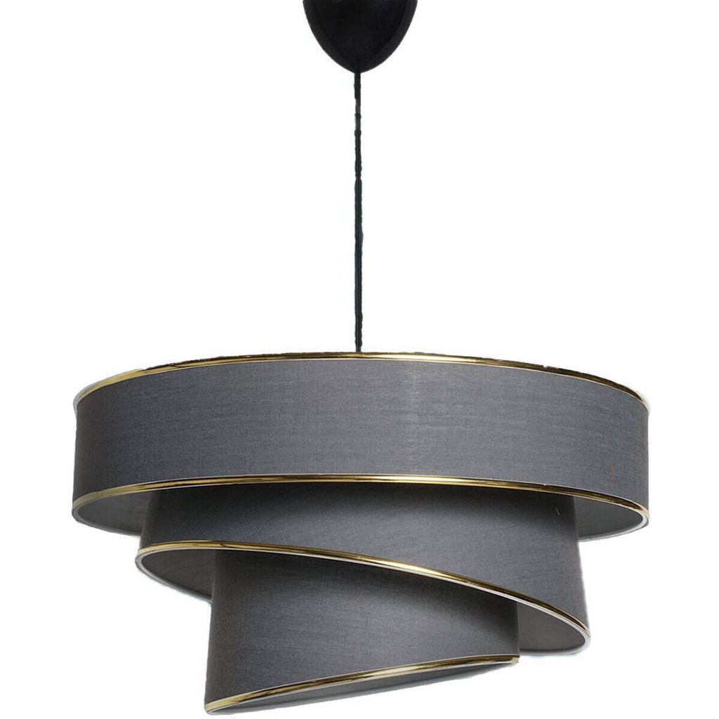 Opviq Pendelleuchte Couper gold anthrazit Baumwolle B/H/L: ca. 40x72x40 cm E27 1 Brennstellen