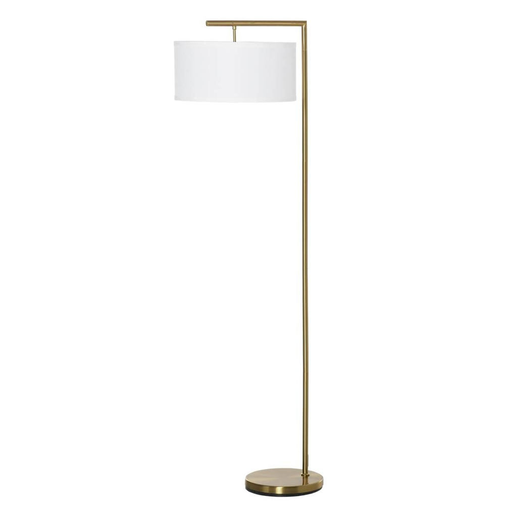 HOMCOM Stehlampe weiß gold Stahl Leinen B/H/T: ca. 37x153x37 cm