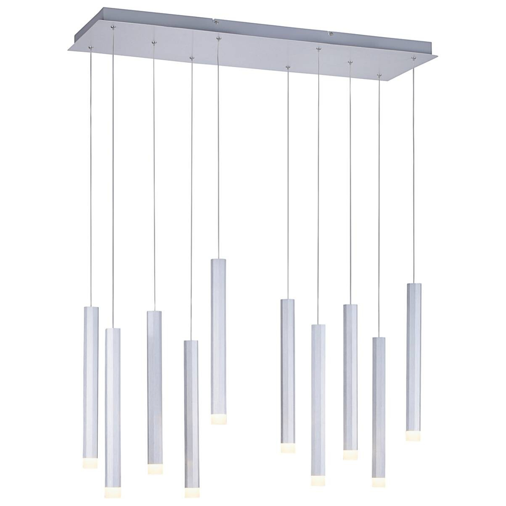 Just Light LED-Pendelleuchte BRUNO 15206-95 Alu Eisen Aluminium B/H/T: ca. 89x120x30 cm 10 Brennstellen