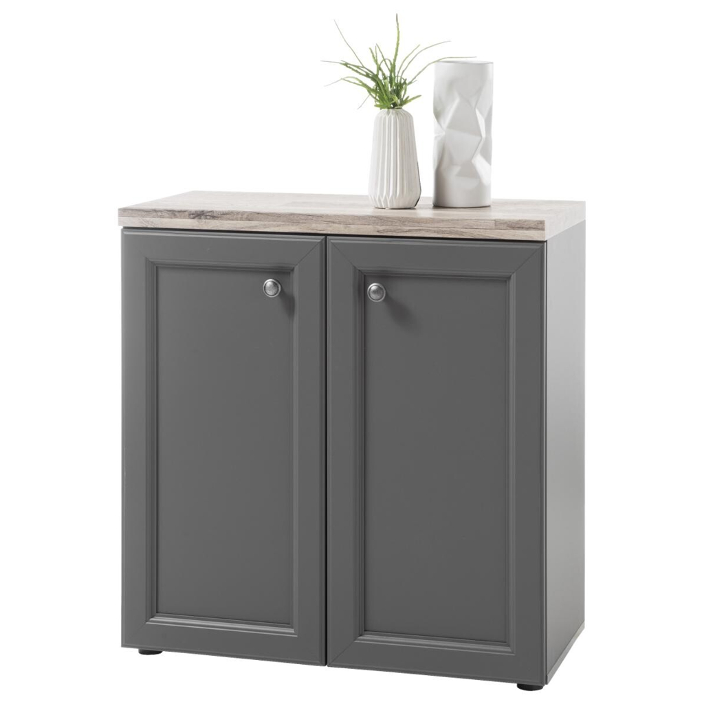 Kommode Toskana Timber Wood Nachbildung grau dunkel B/H/T: ca. 80x85x38 cm