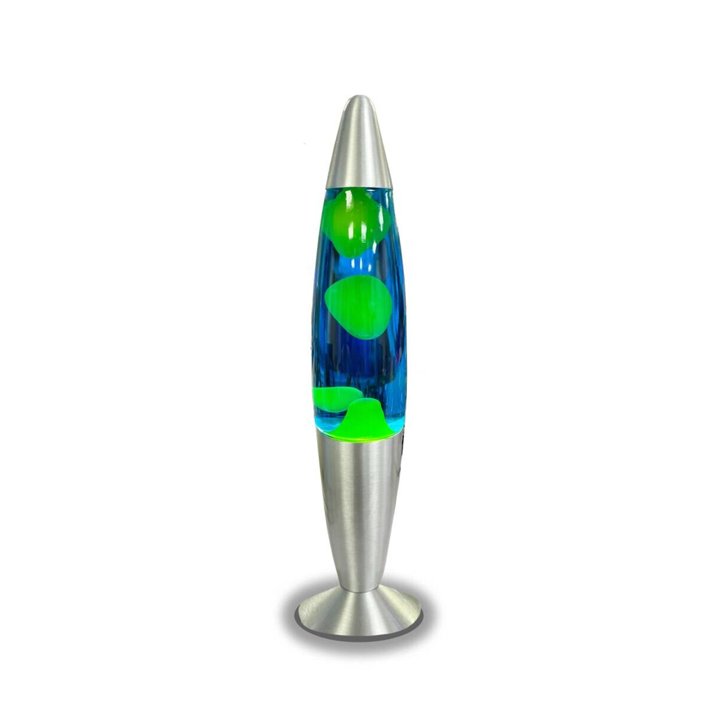 HWH LED-Lavalampe blau gelb Glas Aluminium H/D: ca. 34x62 cm