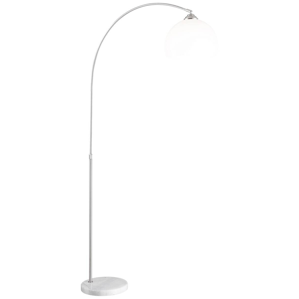 GLOBO Stehlampe nickel matt weiß Metall Kunststoff B/H/T: ca. 30x196x92 cm E27 1 Brennstellen