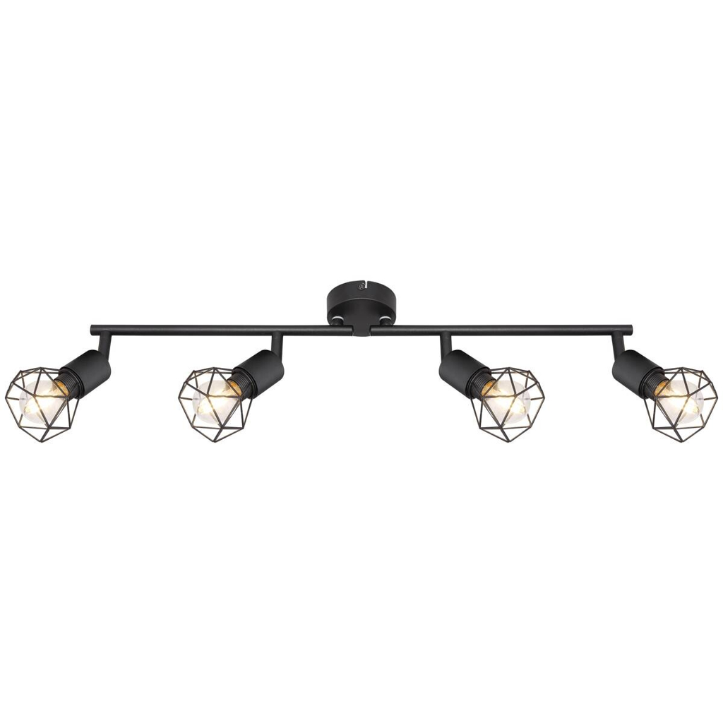 GLOBO Spotbalken 54802S-4 schwarz Metall B/H/L: ca. 8x20x60 cm E14 4 Brennstellen