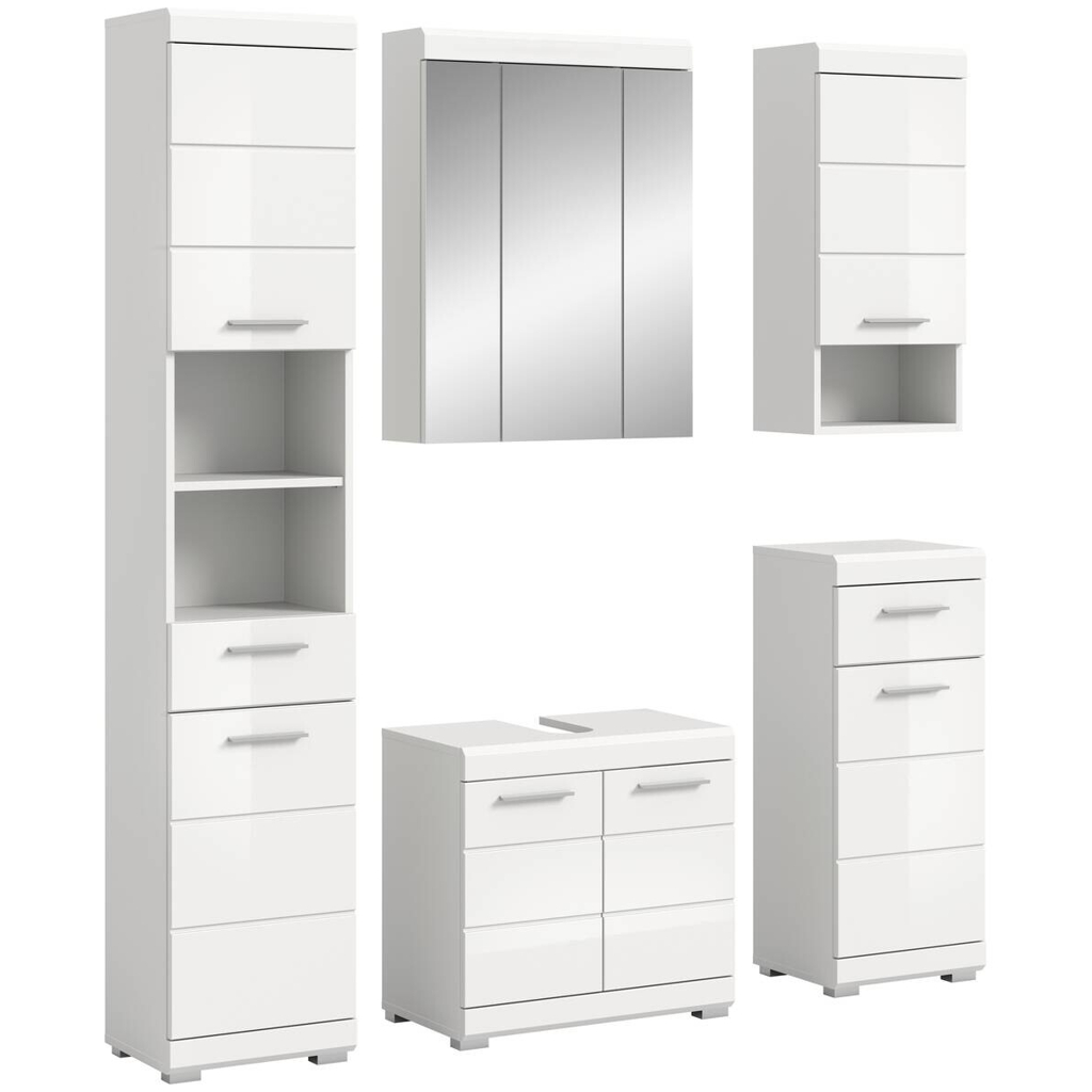 Badezimmer-Set Scout weiß weiß Hochglanz B/H/T: ca. 164x191x34 cm