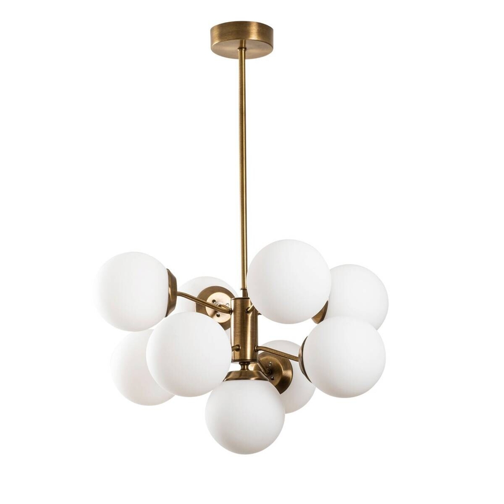Opviq Pendelleuchte Mudoni weiß Glas B/H/T/L/D: ca. 70x80x70x70x70 cm E27 9 Brennstellen