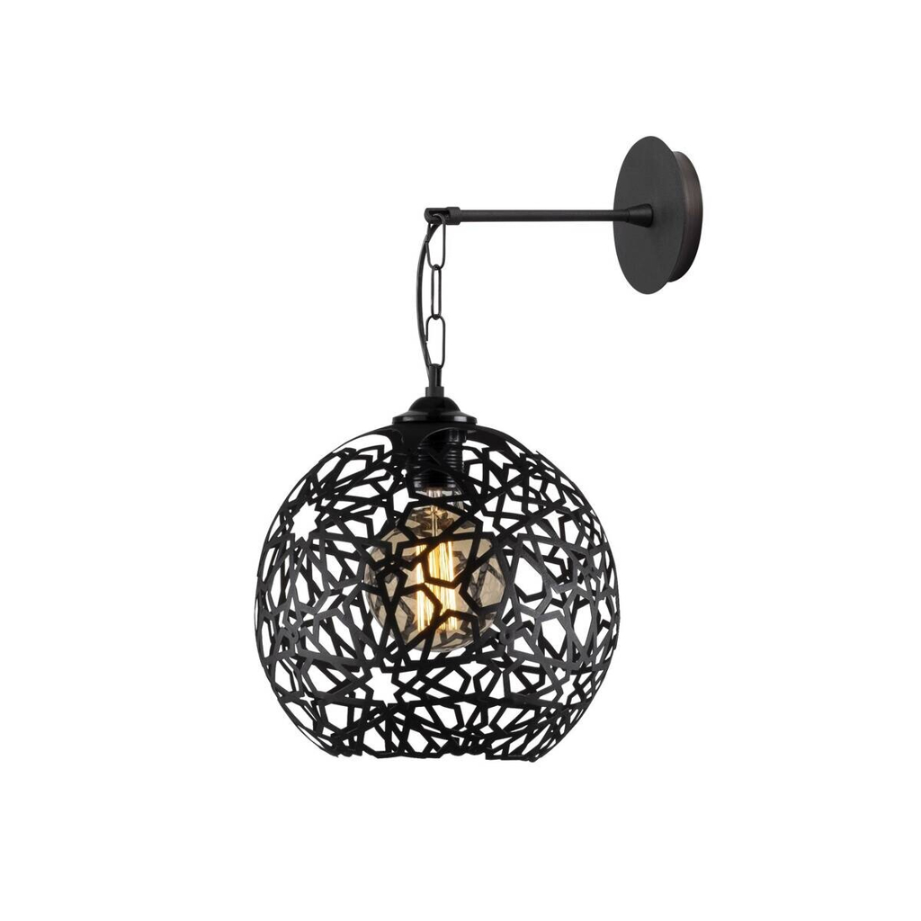 Opviq Wandleuchte schwarz Metall B/H/L: ca. 30x35x25 cm E27 1 Brennstellen