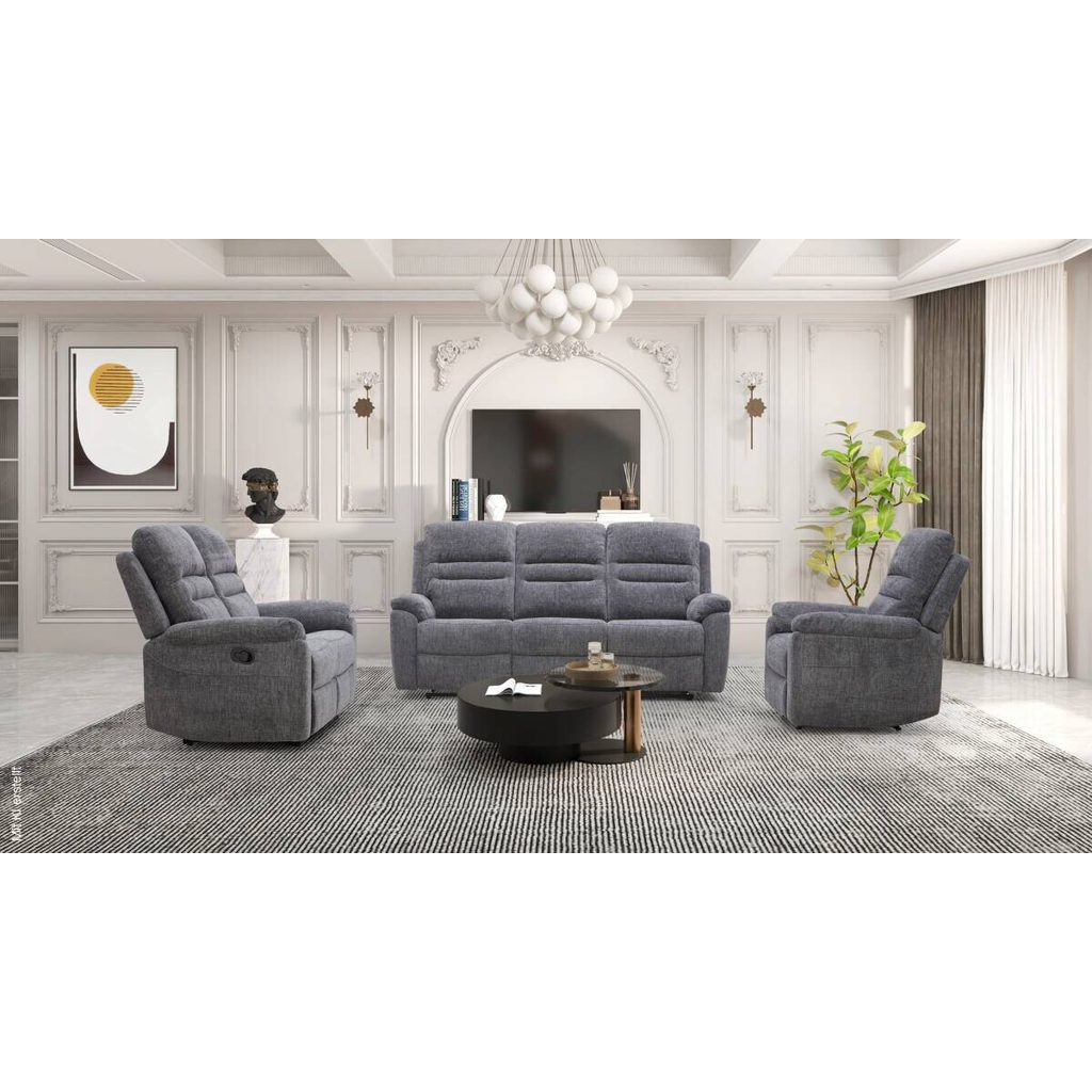 Sofa 3-2-1 KW 2028 dunkelgrau Microfaser