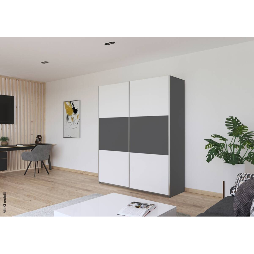 Kleiderschrank Oslo Alpinweiß grau B/H/T: ca. 175x210x59 cm