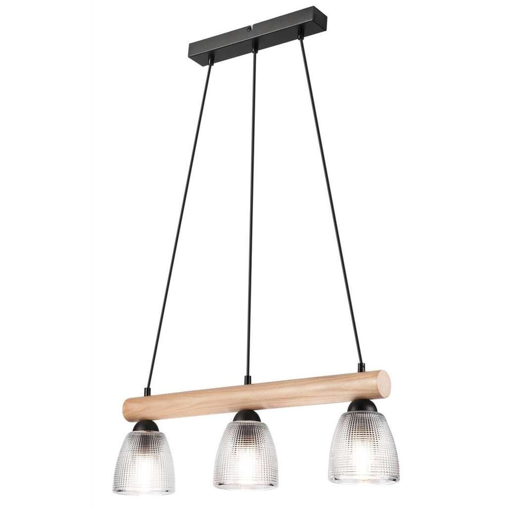 Lamkur Pendelleuchte natur Stahl B/H/L: ca. 20x93x63 cm E27 3 Brennstellen