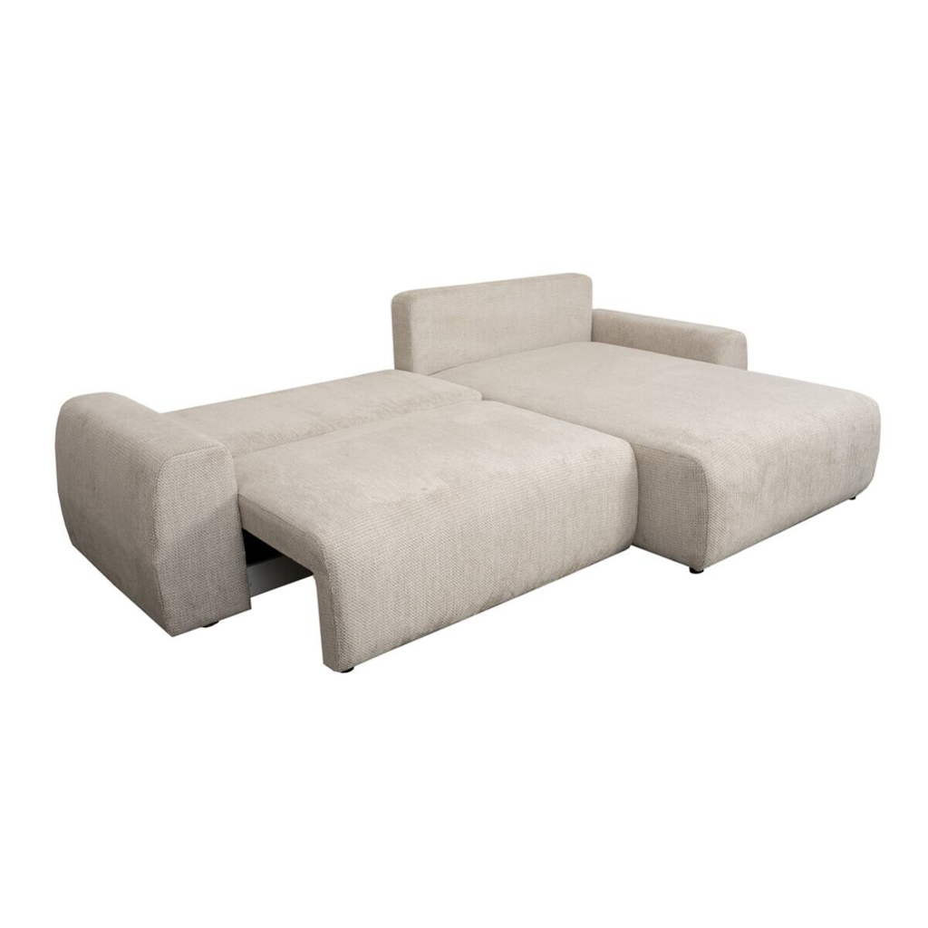 Ecksofa mit Bettfunktion und Bettkasten beige Microfaser B/H/T: ca. 293x88x172 cm