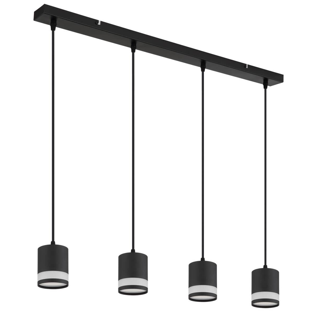 GLOBO Hängeleuchte Opal schwarz Kunststoff Metall B/H/L: ca. 8,2x120x80 cm 4 Brennstellen