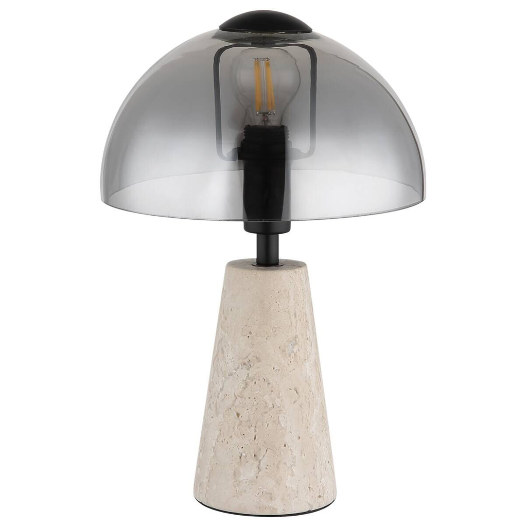 GLOBO Tischleuchte sand schwarz Metall Glas B/H/L: ca. 25x31,5x25 cm E14 1 Brennstellen