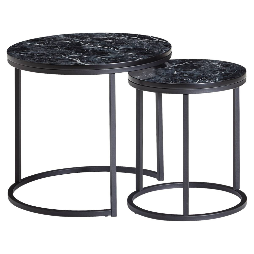 Couchtisch 2er-Set. schwarz Marmor Optik schwarz