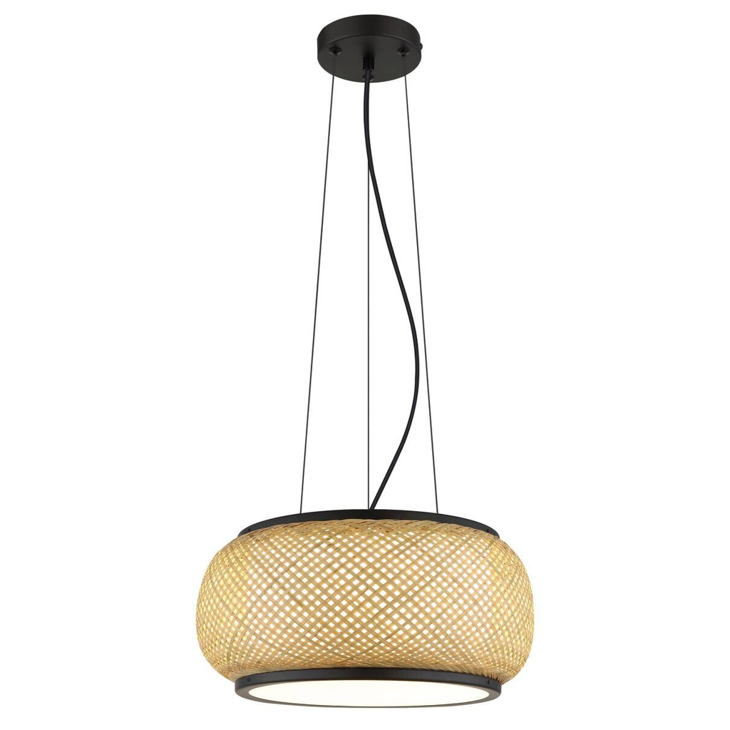 GLOBO Pendelleuchte natur mattschwarz Bambus Metall H/D: ca. 120x38 cm 1 Brennstellen