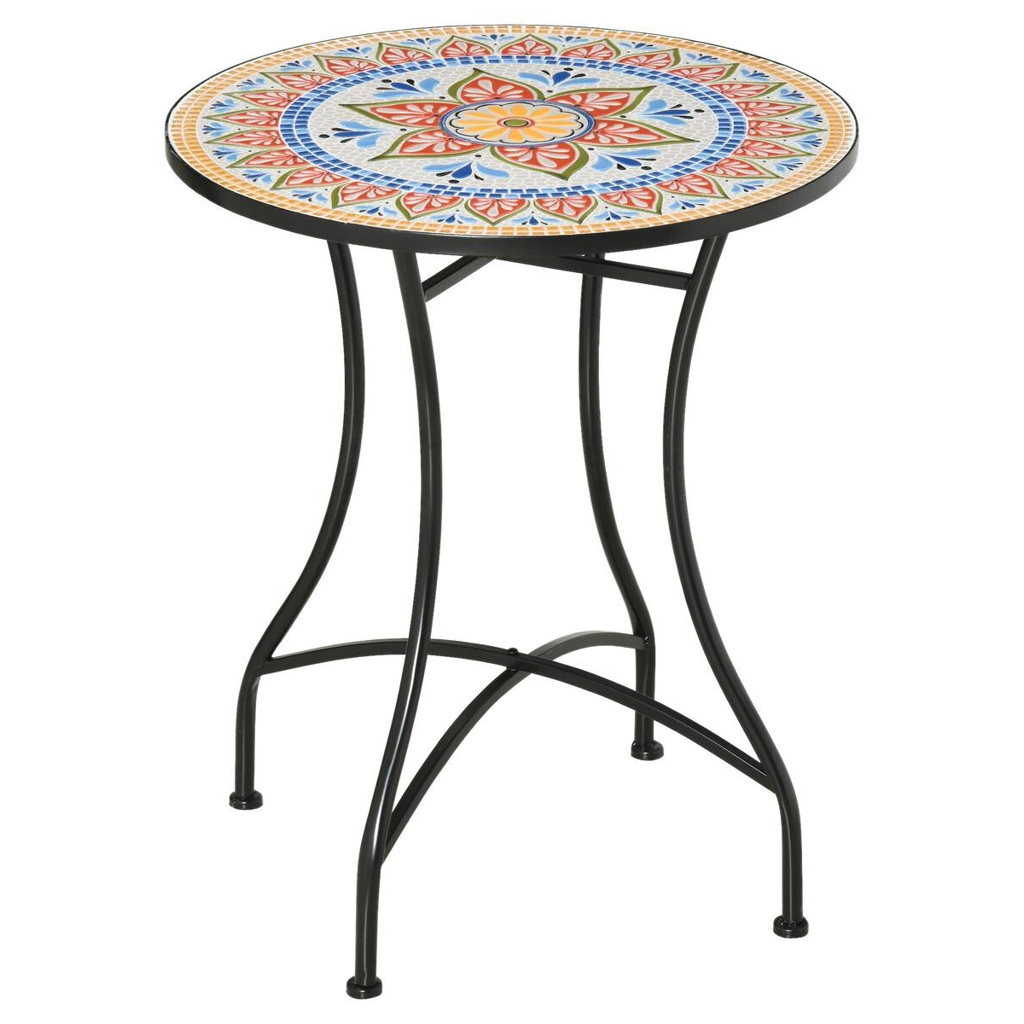Outsunny Gartentisch bunt Keramik H/D: ca. 71x60 cm