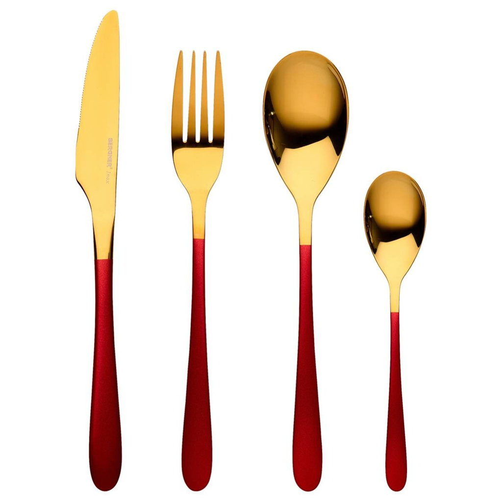 BERGNER Besteckset Lisboa red rot Edelstahl 16 tlg.