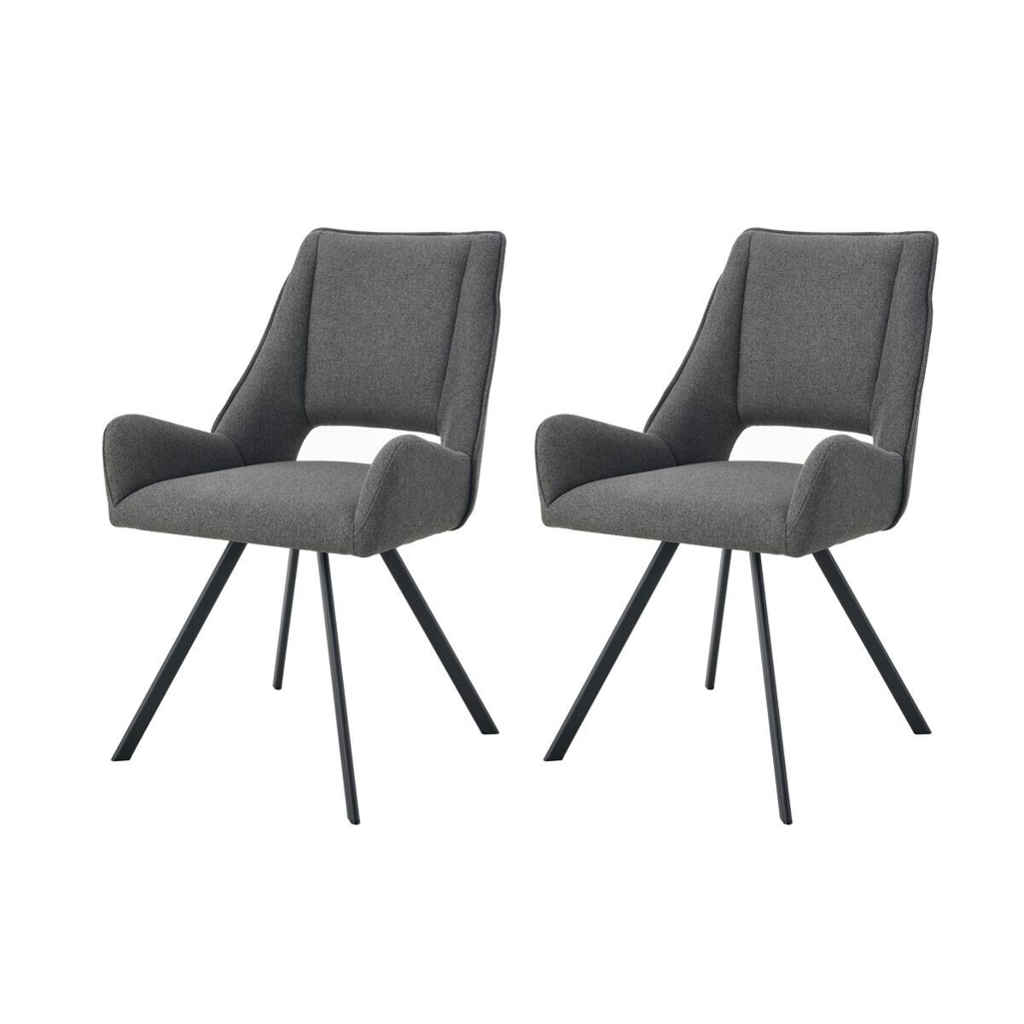 Stuhl HELEN, 2er Set anthrazit Stoff B/H/T: ca. 56x91x63 cm