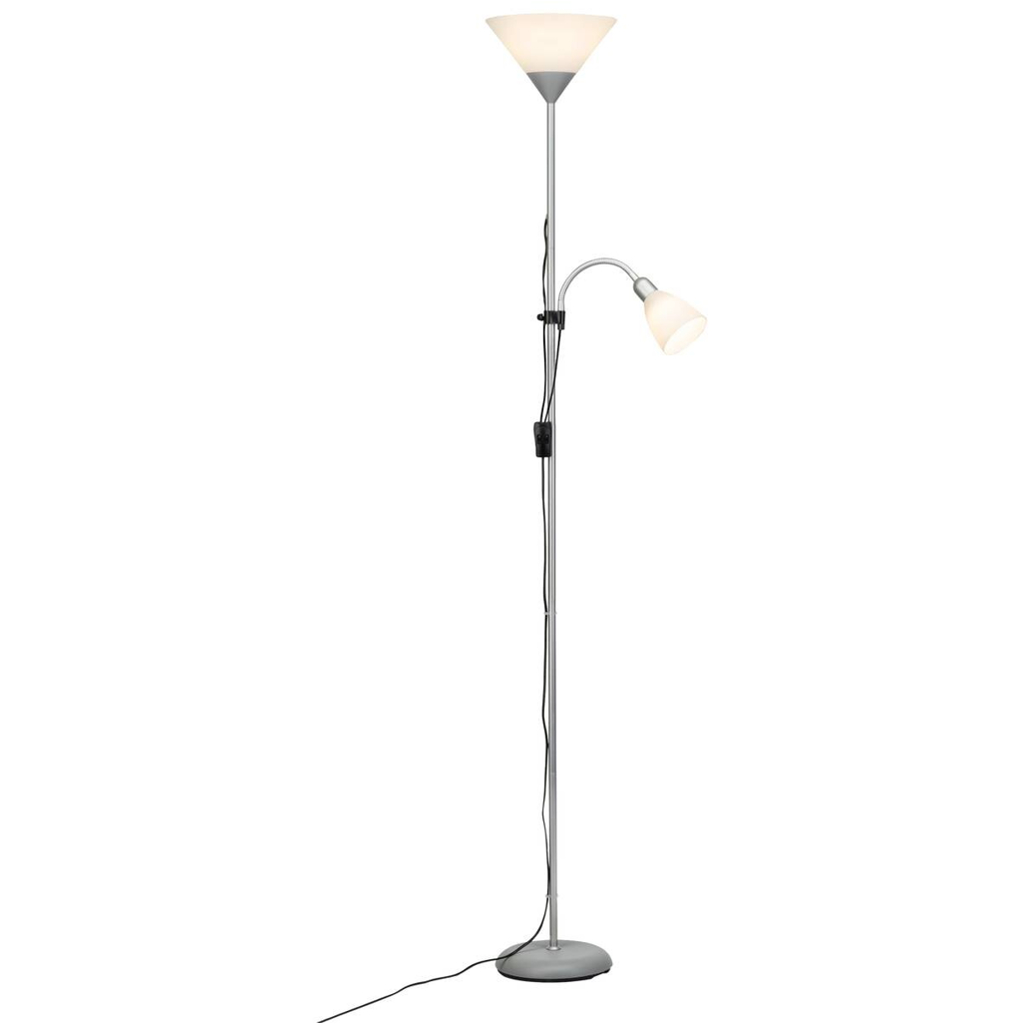 Brilliant Stehlampe Spari G98811/05 silber weiß Metall Kunststoff H/T/D: ca. 180x41x25 cm 2 Brennstellen
