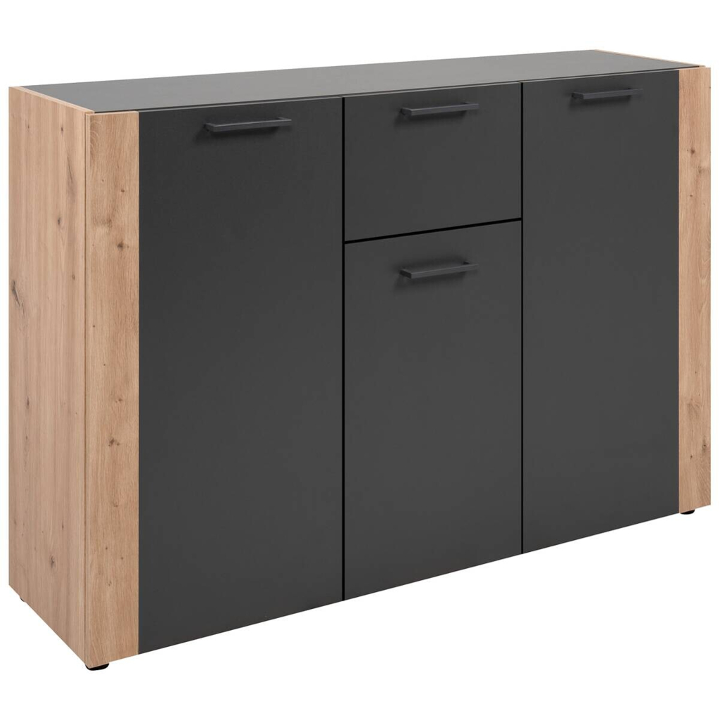 Kommode Cento anthrazit Eiche Artisan Oak Nachbildung B/H/T: ca. 126x83x35 cm