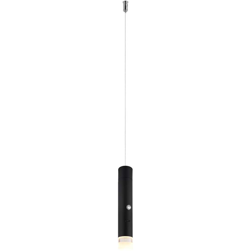 GLOBO LED-Hängeleuchte klar mattschwarz Metall Acryl H/D: ca. 120x3,8 cm 1 Brennstellen