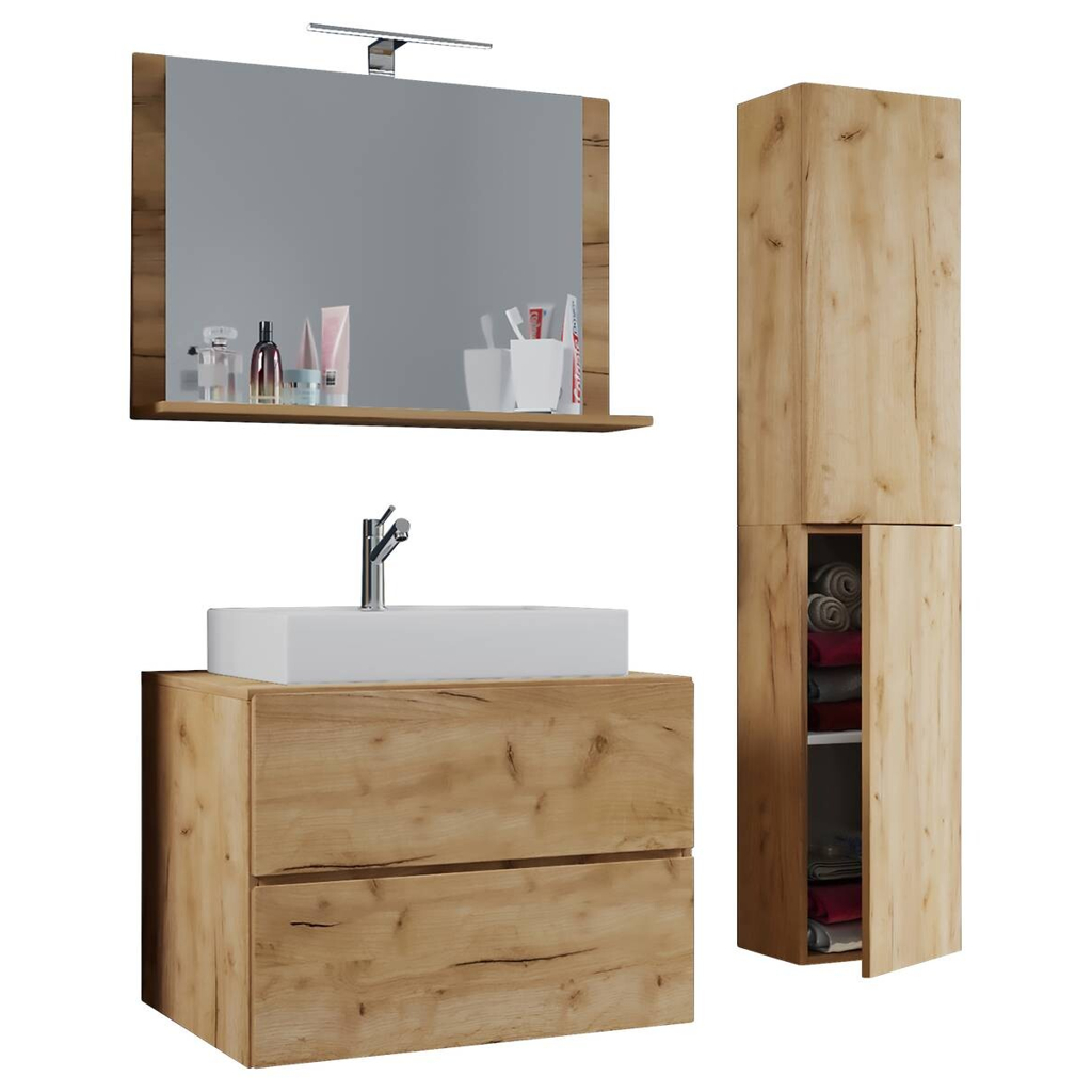 Waschplatz 4tlg-Lendas weiß Eiche Honig Nachbildung B/H/T: ca. 80x52x52 cm