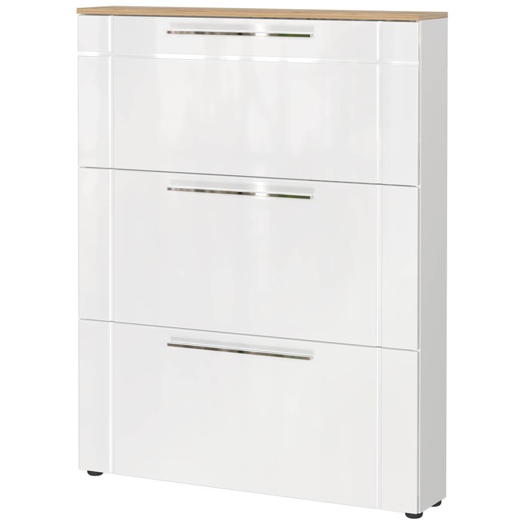 Schuhschrank Astona weiß weiß Hochglanz B/H/T: ca. 100x129x20 cm