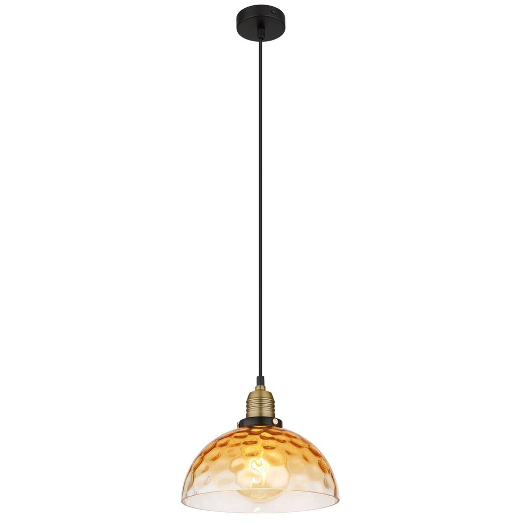 GLOBO Pendelleuchte schwarz klar Metall H/D: ca. 120x25 cm E27 1 Brennstellen