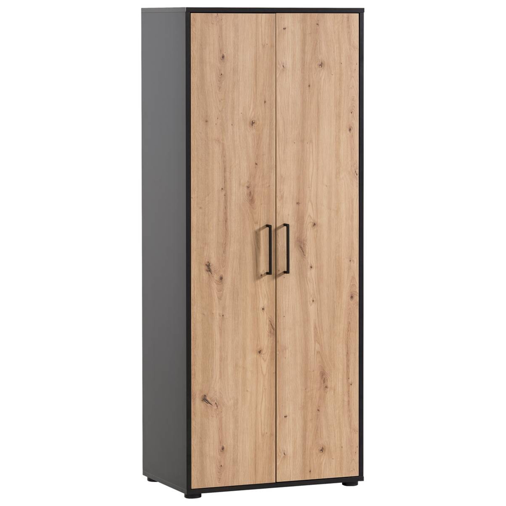 Hochschrank Aino Eiche Artisan Nachbildung schwarz matt B/H/T: ca. 65x163,6x41 cm