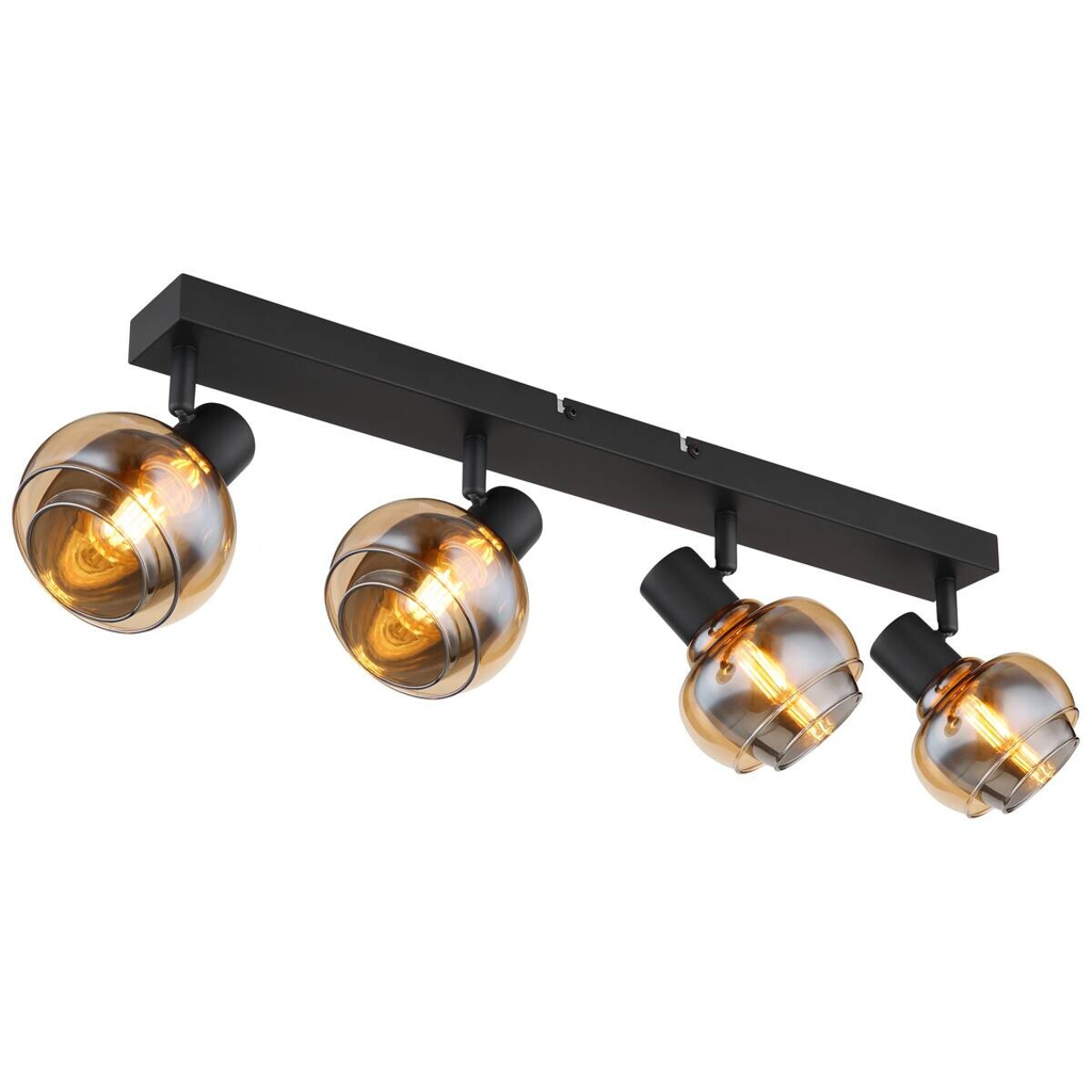 GLOBO Spot Tokki schwarz Rauch Metall Glas B/H/L: ca. 11x14x56 cm E14 4 Brennstellen