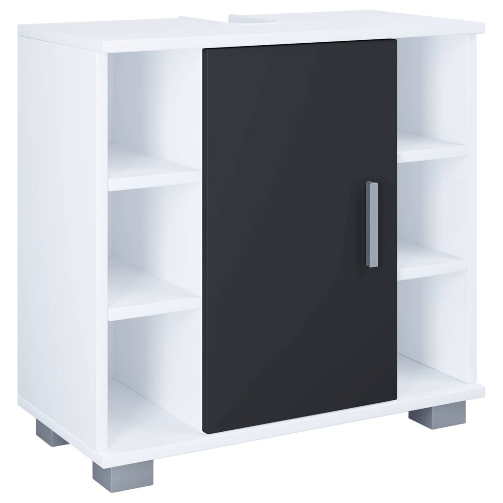 Waschbeckenunterschrank Zalo weiß schwarz B/H/T: ca. 60x58x30 cm