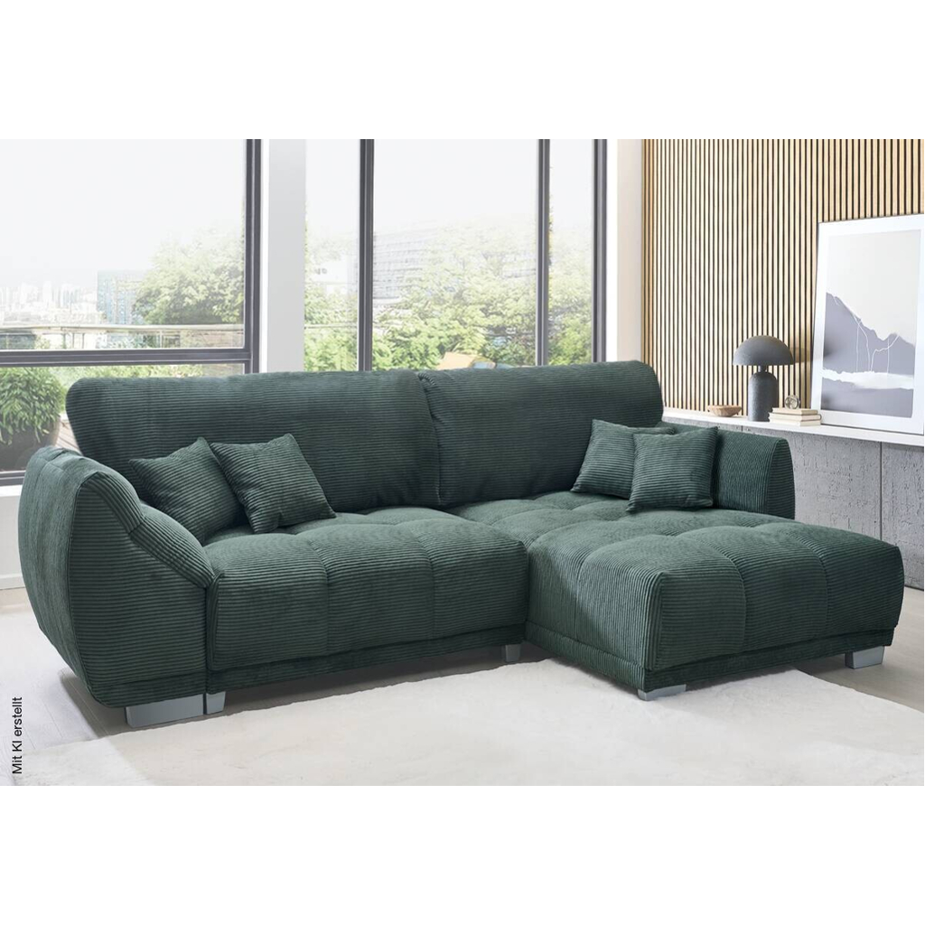Ecksofa mit Bettfunktion und Bettkasten olive Microfaser B/H/T: ca. 288x78x179 cm