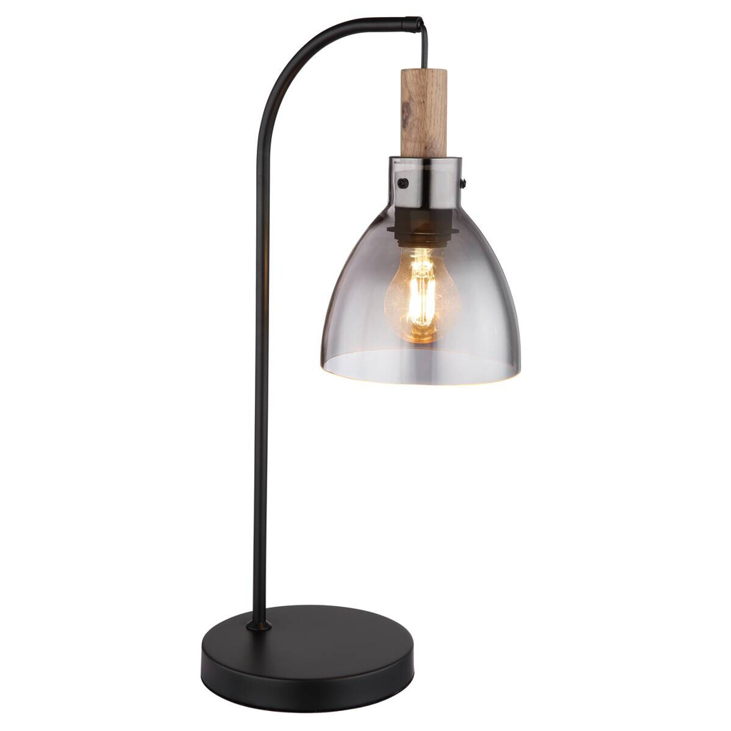 GLOBO Tischleuchte dunkelbraun schwarz Metall MDF B/H/T: ca. 18x55x25 cm E27 1 Brennstellen