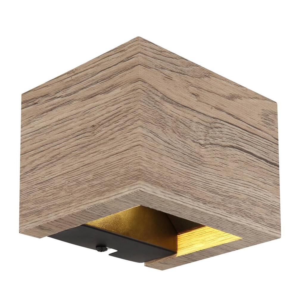GLOBO LED-Wandleuchte schwarz dunkelbraun MDF Metall B/H: ca. 13,2x9,8 cm