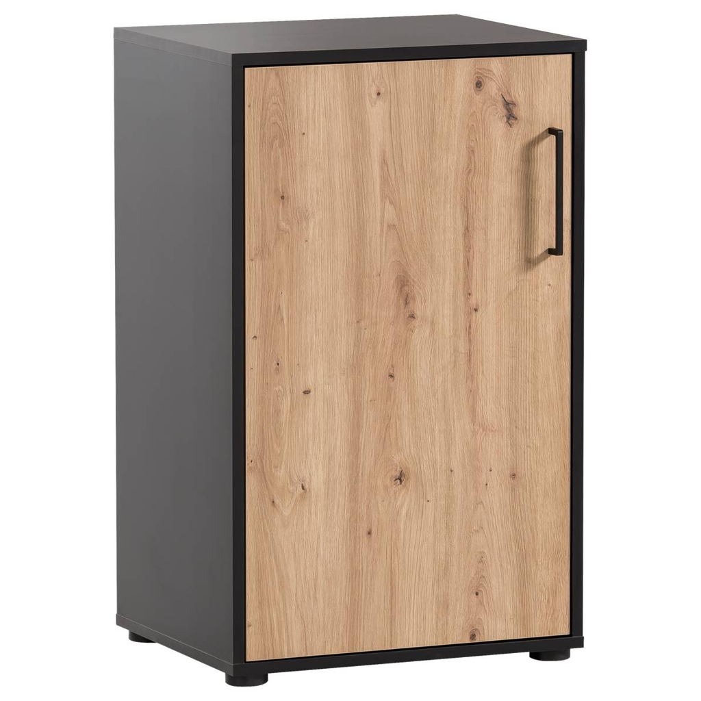 Midischrank Aino Eiche Artisan Nachbildung schwarz matt B/H/T: ca. 51x83,6x41 cm