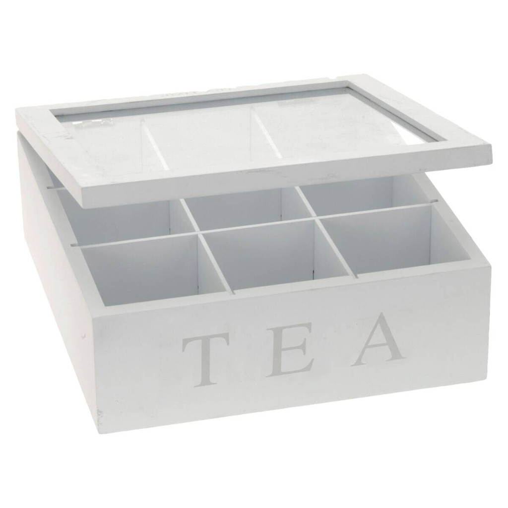 Teebox weiß MDF B/H/L: ca. 23x9x23 cm